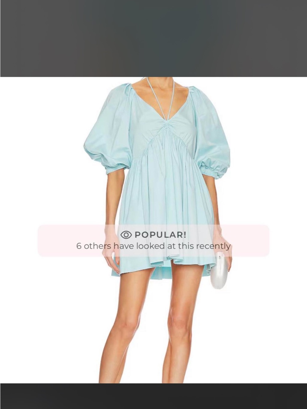 L'Academie Light Blue Puff-Sleeve Mini Dress